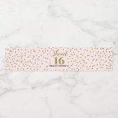Sweet 16 Verjaardag Roze Goud Confetti Waterfles Etiket (Enkel label)