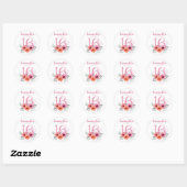 Sweet 16 Verjaardag Roze Waterverf Bloemen Glitter Ronde Sticker (Vel)