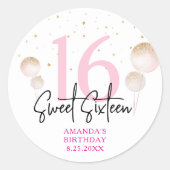 Sweet 16 Verjaardag Stickers voor gunsten, geschen (Voorkant)