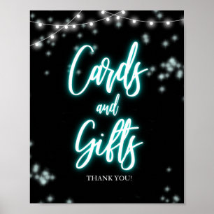 Sweet 16 Verjaardag Teal Neon Kaarten en Cadeaus B Poster