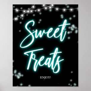 Sweet 16 Verjaardag Teal Neon Snoepjes Bord Poster