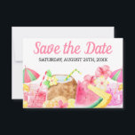 Sweet 16 Verjaardag Tropische Hawaïaanse Waterverf Save The Date<br><div class="desc">Sla de Date kaart met Tropical Hawaiian Luau thema. De kaart is aan beide zijden versierd met bloemenillustraties .. een palmboom, waterverf, kokosmocktails en tropische bloemen. De voorbeeldtekst op de achterkant luidt: "Bewaar de datum voor "[jouw naam's] sweet 16 birthday party" die u naar wens kunt bewerken. De datum wordt...</div>