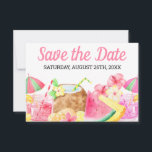 Sweet 16 Verjaardag Tropische Hawaïaanse Waterverf Save The Date<br><div class="desc">Sla de Date kaart met Tropical Hawaiian Luau thema. De kaart is aan beide zijden versierd met bloemenillustraties .. een palmboom, waterverf, kokosmocktails en tropische bloemen. De voorbeeldtekst op de achterkant luidt: "Bewaar de datum voor "[jouw naam's] sweet 16 birthday party" die u naar wens kunt bewerken. De datum wordt...</div>