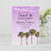Sweet 16 verjaardag tropische palmboom uitnodiging (Staand voorkant)