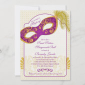 Sweet 16 Verjaardag Uitnodiging | gemaskerde bal (Voorkant)