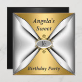Sweet 16 verjaardag Uitnodiging Gold (Voorkant / Achterkant)