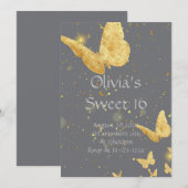 SWEET 16 VERJAARDAG UITNODIGING GOUD (Voorkant / Achterkant)