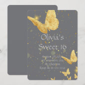 SWEET 16 VERJAARDAG UITNODIGING GOUD (Voorkant / Achterkant)