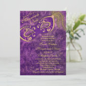 Sweet 16 Verjaardag Uitnodiging | Paarse maskerade (Staand voorkant)