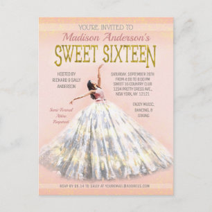 Sweet 16 Verjaardag Waterverf Jurk Blush Roze Goud Briefkaart