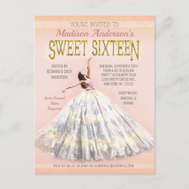 Sweet 16 Verjaardag Waterverf Jurk Blush Roze Goud Briefkaart
