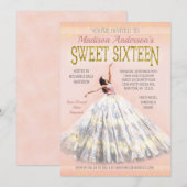 Sweet 16 Verjaardag Waterverf Jurk Blush Roze Goud Kaart (Voorkant / Achterkant)