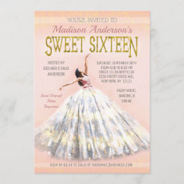 Sweet 16 Verjaardag Waterverf Jurk Blush Roze Goud Kaart