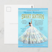 Sweet 16 Verjaardag Waterverf Jurk Royal Blue Gold Briefkaart (Voorkant / Achterkant)