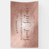 Sweet 16 Verjaardag Welkom Pink Rose Gold Glitter Spandoek (Verticaal)