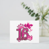 Sweet 16 Verjaardag Witte Postkaart (Staand voorkant)