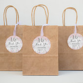 Sweet 16 verjaardag zilveren roze glitter dank u ronde sticker