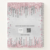 Sweet 16 verjaardag zilverroze glitter-gastenboek notitieboek (Achterkant)