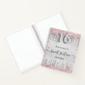 Sweet 16 verjaardag zilverroze glitter-gastenboek notitieboek (Binnen)