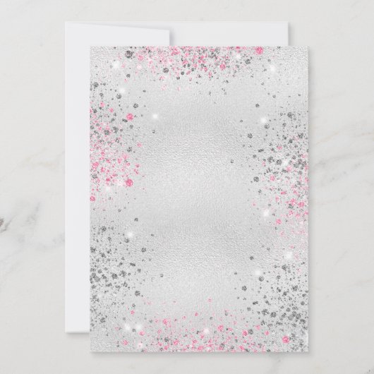Sweet 16 verjaardag zilverroze glitterstof kaart (Achterkant)