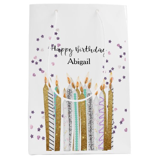Sweet 16 Verjaardagkaarsen Middelgrote Gift Bag Medium Cadeauzakje (Voorkant)