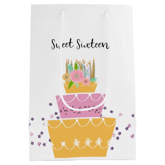 Sweet 16 Verjaardagkaarsen Middelgrote Gift Bag Medium Cadeauzakje (Achterkant)
