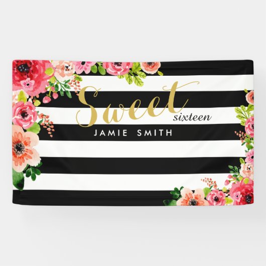 Sweet 16 verjaardagsbanner spandoek (Horizontaal)