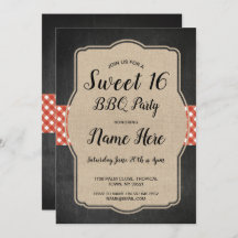 Sweet 16 Verjaardagsfeest BBQ Red Gingham Burlap