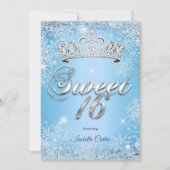 Sweet 16 Verjaardagsfeest Blauwe Sneeuwvlok Winter Kaart (Voorkant)
