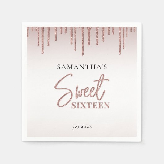 Sweet 16 Verjaardagsfeest Custom Paper Servet (Voorkant)