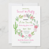 Sweet 16 Verjaardagsfeest Fiesta Cactus Uitnodigin Kaart (Voorkant)