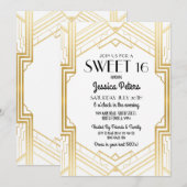 Sweet 16 Verjaardagsfeest Gatsby Art Deco Uitnodig Kaart (Voorkant / Achterkant)