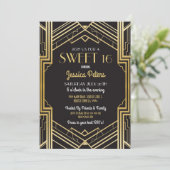 Sweet 16 Verjaardagsfeest Gatsby Art Deco Uitnodig Kaart (Staand voorkant)
