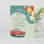 Sweet 16 Verjaardagsfeest I Ballonnen en Auto Kaart (Staand voorkant)