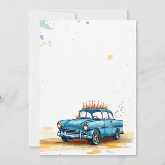 Sweet 16 Verjaardagsfeest I Ballonnen en Auto Kaart (Achterkant)