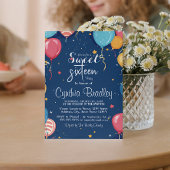 Sweet 16 Verjaardagsfeest I Balloons Blauw Kaart