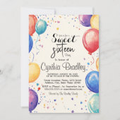 Sweet 16 Verjaardagsfeest I Balloons Kaart (Voorkant)