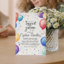 Sweet 16 Verjaardagsfeest I Balloons Kaart