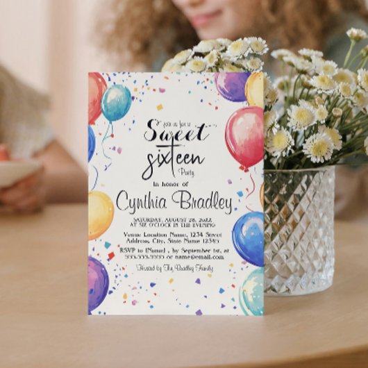 Sweet 16 Verjaardagsfeest I Balloons Kaart