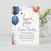 Sweet 16 Verjaardagsfeest I Balloons White Kaart (Staand voorkant)