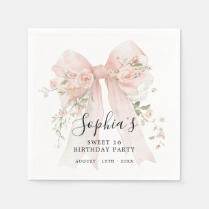 Sweet 16 Verjaardagsfeest Pinke Strikrozen Cocktai Servet