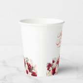 Sweet 16 Verjaardagsfeest Red Rose Pink Peony Cust Papieren Bekers (Rechts)