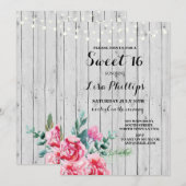 Sweet 16 Verjaardagsfeest Roze Bloemen Hout Nodig  Kaart (Voorkant / Achterkant)