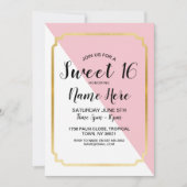Sweet 16 Verjaardagsfeest Roze Goud Elegante Stipp Kaart (Voorkant)