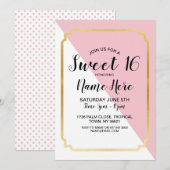 Sweet 16 Verjaardagsfeest Roze Goud Elegante Stipp Kaart (Voorkant / Achterkant)