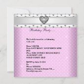 Sweet 16 Verjaardagsfeest Roze Witte Vlekken Tiara Kaart (Achterkant)