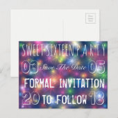 Sweet 16 Verjaardagsfeest Save The Date Stars Aankondigingskaart (Voorkant / Achterkant)