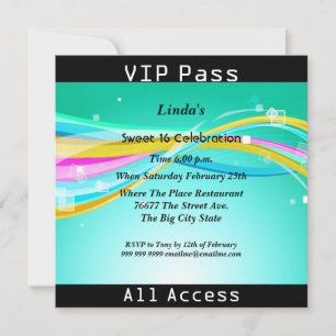 Sweet 16 Verjaardagsfeest VIP pas Disco 2 Kaart