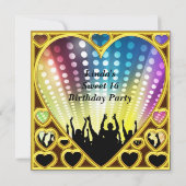 Sweet 16 Verjaardagsfeest VIP pas Disco Kaart (Achterkant)