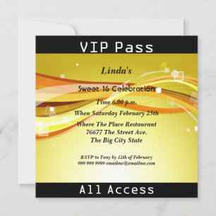 Sweet 16 Verjaardagsfeest VIP pas Disco Kaart
